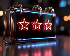 Enhance your online store with a sleek digital rating interface This image showcases a modern e-commerce feedback concept using a five-star system Attract more customers by visualizing positive