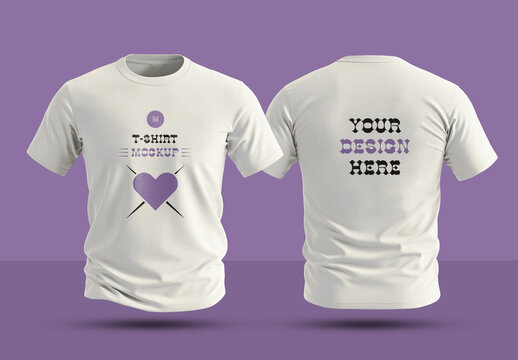 Front and Back View of Two Flat Tshirts Mockup
