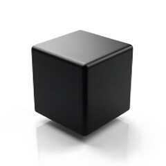 3D Matte Black Cube isolated on a white background