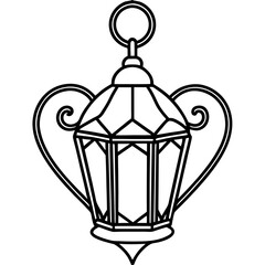 Intricate Heart Lantern Line Art