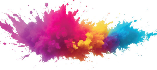 A Bright, Stunning Watercolor Painting of Abstract Stains and Splashes in Rich, Vibrant Colors, Enhanced by Bold Brush Strokes on a Pure White Background for a Contemporary Look.
