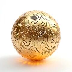 3D Ornamental Golden Sphere isolated on a white background