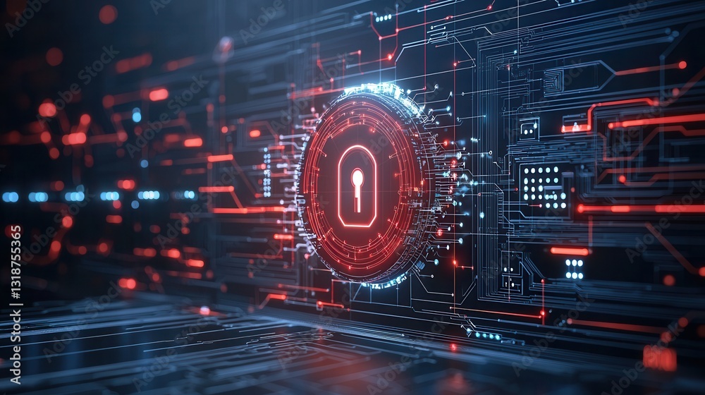 Poster high tech digital security concept with a futuristic cybersecurity interface design advanced digital