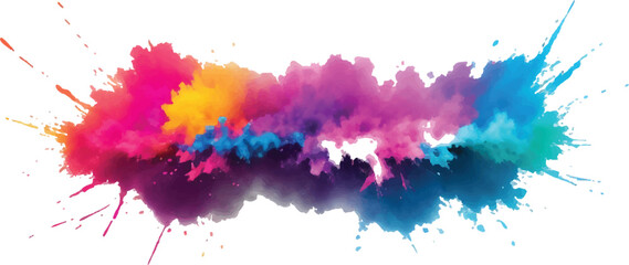 A Vibrant and Bold Watercolor Explosion Featuring Colorful Stains, Splashes, and Brush Strokes on a Clean, White Background, Showcasing a Modern and Abstract Artistic Style.
