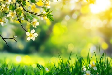 Obraz premium A beautiful scene of a tree with a branch full of white flowers