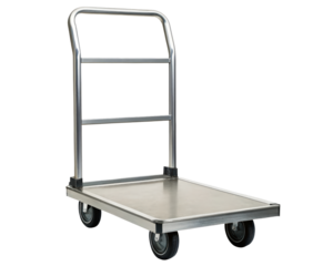 Stainless steel hand truck on a transparent background