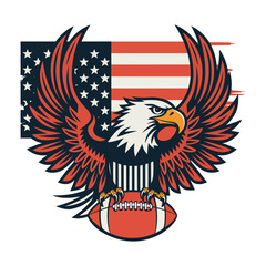 Fototapeta premium Patriotic Eagle Vector: Football, Flag American Symbol Graphic Download this powerful patriotic eagle vector with football and flag! Perfect for sports designs, patriotic events, military graphics, a