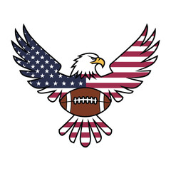 American Eagle Illustration: Football Flag Design for Sports Patriotism Download this powerful patriotic eagle vector with football and flag! Perfect for sports designs, patriotic events, military gra