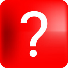 3d Red Question Mark Icon on Glossy Square Button
