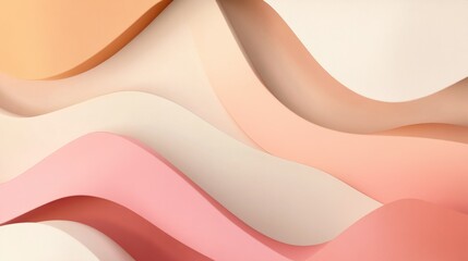 Minimalist 3D abstract background with smooth curved shapes and soft shadows in neutral tones