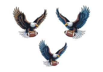 Eagle Football Vector Set: Team Mascot with Color Variations  Download this set of eagle football vectors with multiple color options! Perfect for team logos, sports designs, mascot graphics, and comp