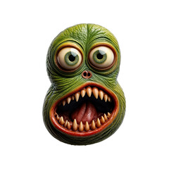 A green, bumpy monster shaped like the number 8. With warts, boils, and two mismatched eyes — one bigger than the other — it’s creepy yet funny.