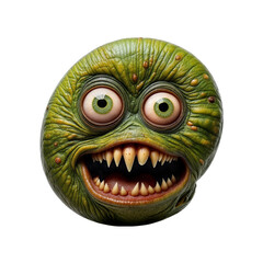 A green, bumpy monster shaped like the at. With warts, boils, and two mismatched eyes — one bigger than the other — it’s creepy yet funny. 