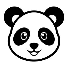 Minimalist Panda Head Silhouette Vector – Perfect for Logo isolated on Transparent Background