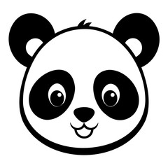 Minimalist Panda Head Silhouette Vector – Perfect for Logo isolated on Transparent Background