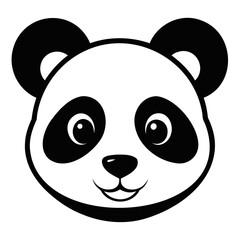 Minimalist Panda Head Silhouette Vector – Perfect for Logo isolated on Transparent Background