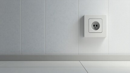Wall outlet on tiled surface. Modern minimalist interior home design element