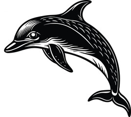 Black Whale Silhouette – Minimalist Marine Mammal Illustration