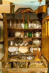 Traditional winemaking equipment in Castello di Razzano, Piedmont, Italy