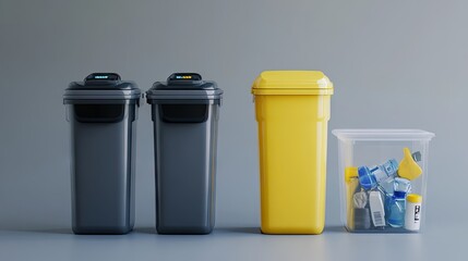 A visual comparison of waste separation efficiency between a smart bin and a traditional bin.