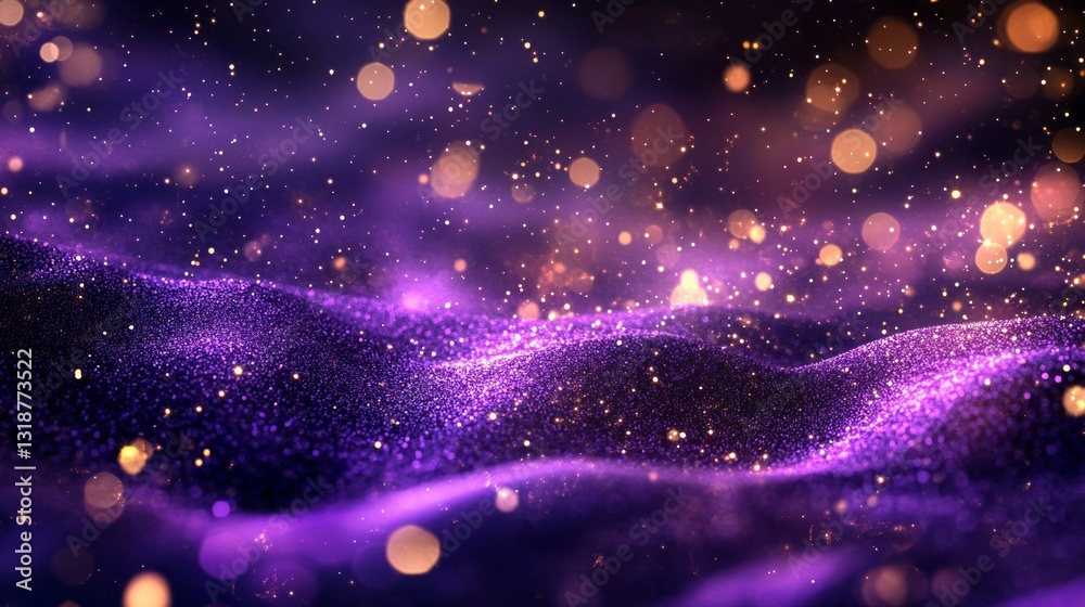 Aufkleber waves of deep purple sparkles ripple through the air, capturing light as they shimmer and glow. this