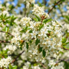 delicate white flowers blooming on a linden tree branches, greenery, flowers