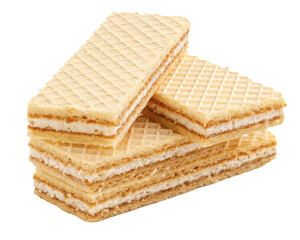 Wafer biscuits with creamy layers isolated on a transparent background, Generative AI.