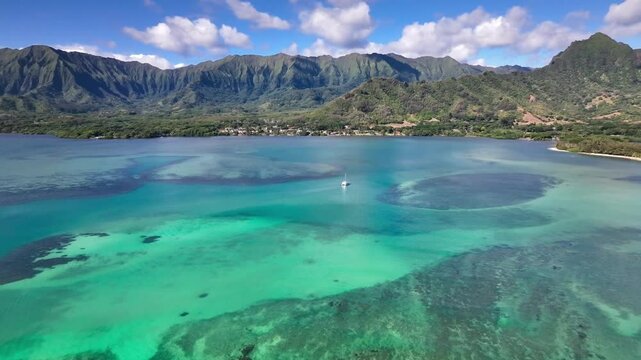 Kualoa Sailing with Koolau Range in the background