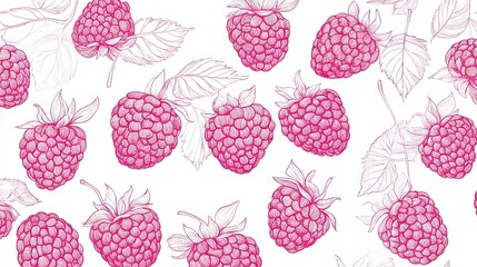Minimalist raspberry vector pattern featuring a continuous line art design. Perfect for modern and elegant backgrounds.