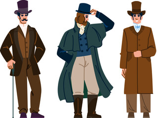 fashion victorian outfit man vector