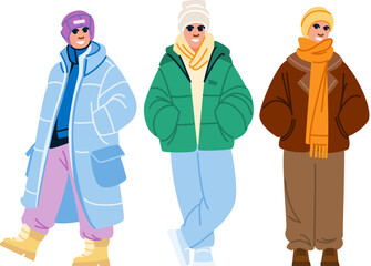 scarf man winter fashion vector