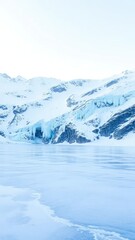Obraz premium An icy landscape with a blank rink in the foreground, light, pristine