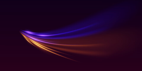 Realistic neon lines, high-speed flare of light. Vector illustration EPS10