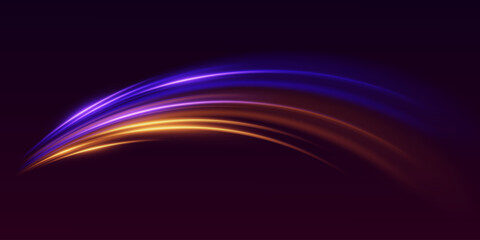 Realistic neon lines, high-speed flare of light. Vector illustration EPS10