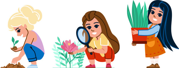 blossom botanical kid girl vector