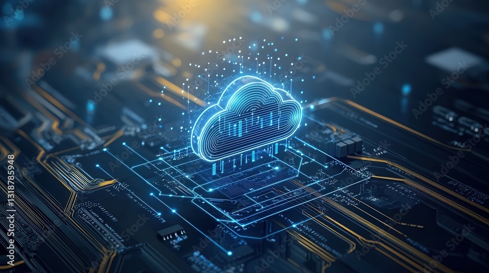 Poster futuristic digital network representation showcasing advanced cloud computing data connectivity and 