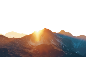 Glorious sunset illuminating mountain ridges with warm golden light