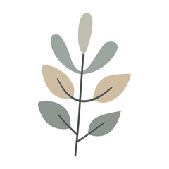 Leaves on a branch, colored. Cute illustration, vector, color, simple.