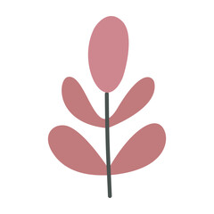 Leaves on a branch, colored. Cute illustration, vector, red, green color, simple.