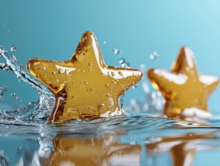 Celebrate Success E-commerce Service Award Formed by High User Ratings showcased in a dynamic water splash Discover the power of customer feedback, driving excellence, and shaping top-tier online