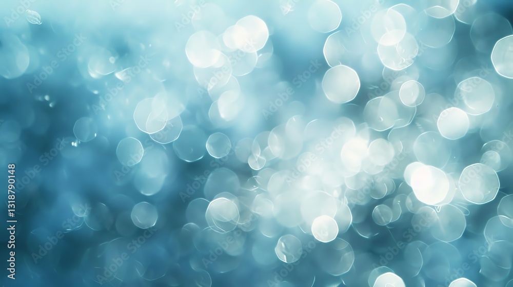 Sticker abstract blue background with bokeh lights.