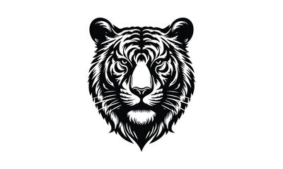 silhouette tiger face and head tittle, Tiger Face and Head Silhouette Vector, silhouette tiger 