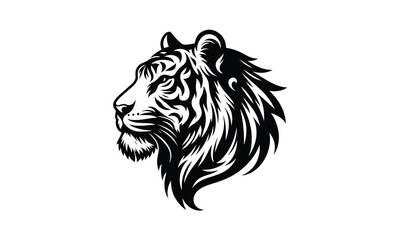 silhouette tiger face and head tittle, Tiger Face and Head Silhouette Vector, silhouette tiger 