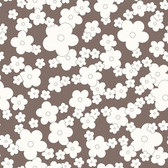 Cute botanical vector seamless pattern. Cartoon tiny flowers, ditsy background. Abstract simple floral illustration. Fun and joyful allover print for fabric, kids clothes, paper, package