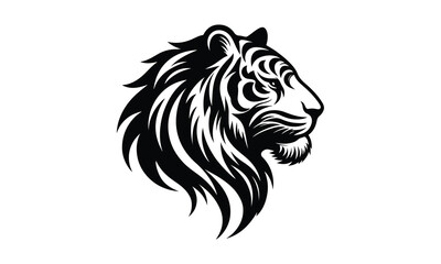 silhouette tiger face and head tittle, Tiger Face and Head Silhouette Vector, silhouette tiger 