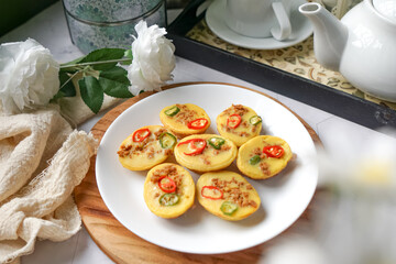 Traditional Malay cake known as Kuih Cara Berlauk.