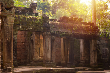 Naklejka premium Angkor ancient temple ruins in Cambodia