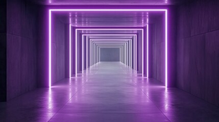 Futuristic Neon-lit Corridor with Smooth Reflective Surface Evoking a Sense of Mystery and Adventure
