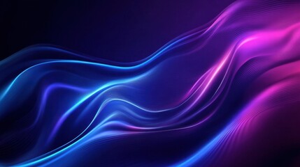 Fototapeta premium Smooth blue and purple wavy background with flowing gradient light effects