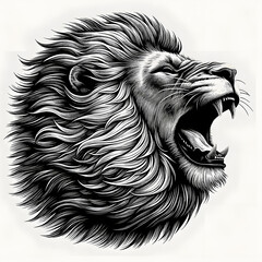 Obraz premium Roaring lion animal sketch